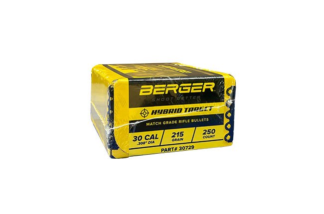 Berger Bullets - 30 Caliber - 215 Grain - Hybrid Target - (250)